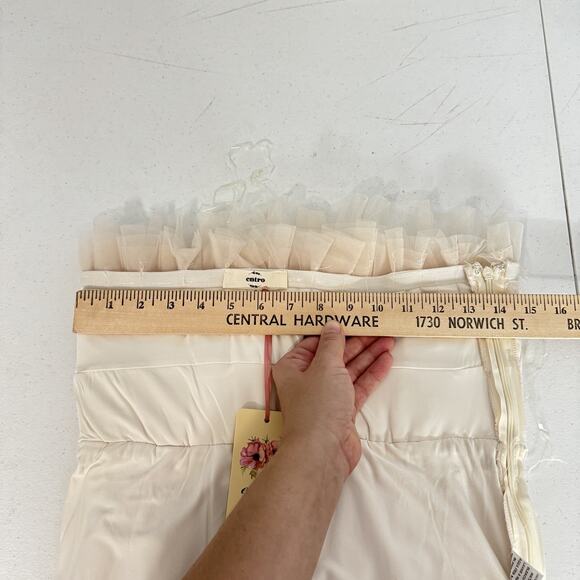 Entro Tulle Banded Strapless Top Sz S Blush Beige Coquette Ruffle Feminine New - Picture 9 of 11